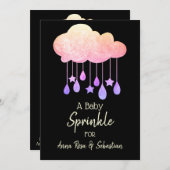 ** Clouds Stars Rain Drops Sprinkle Invitation Kaart (Voorkant / Achterkant)