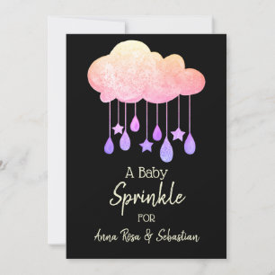 ** Clouds Stars Rain Drops Sprinkle Invitation Kaart