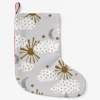 Clouds, sun, and moon, minimalistic pattern. kleine kerstsok