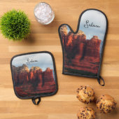 Cloudy Coffee Pot Rock in Sedona Arizona Ovenwant & Pannenlap Set (Top down)