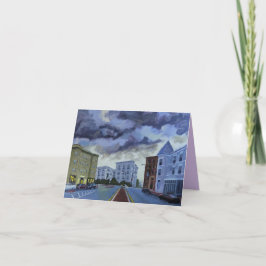 Cloudy Dusk Townscape Art Note Card Bedankkaart