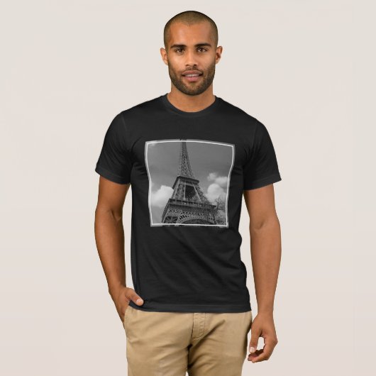 Cloudy Eiffel in Black and White, 2015 T-shirt (Voorkant volledig)