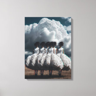 Cloudy Fashion Glitch Portrait  Canvas Afdruk