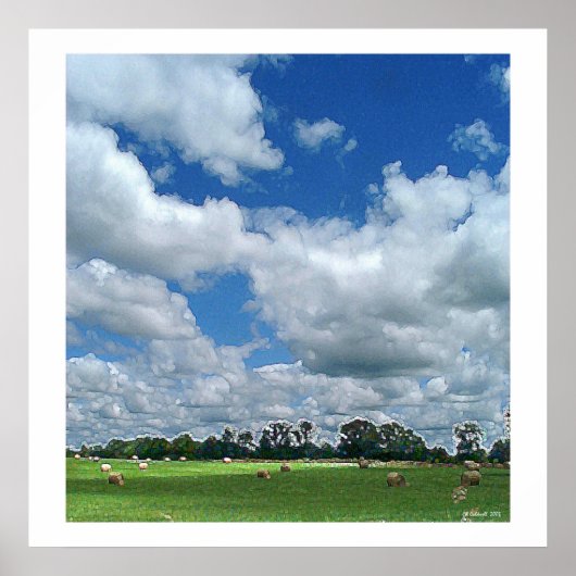 Cloudy Hay Field Poster (Voorkant)