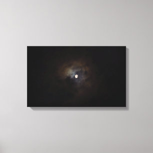 Cloudy Night Moon Canvas Afdruk