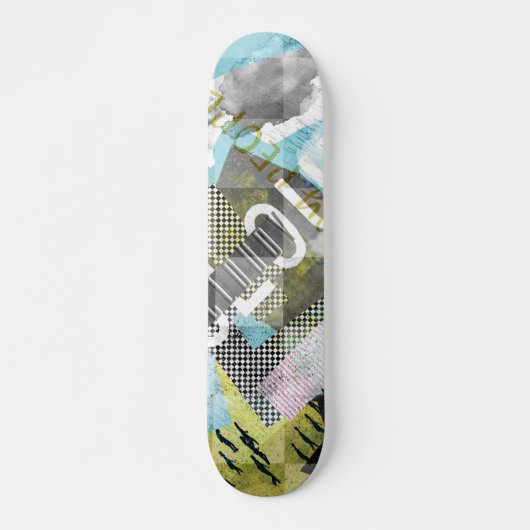Cloudy people b collage artwork skateboard (Devant)