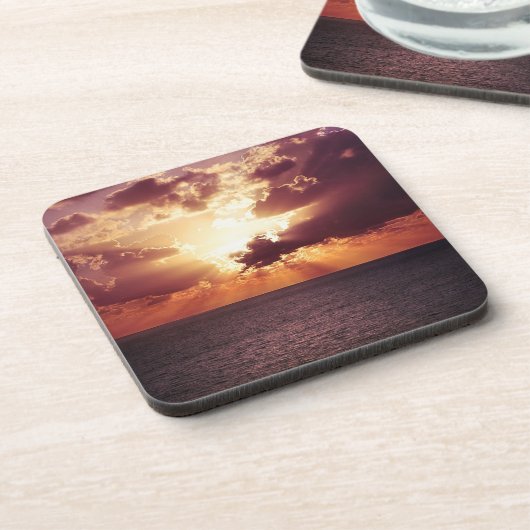 Cloudy Sunset Over Zee Horizon Bier Onderzetter (Linkerzijde)