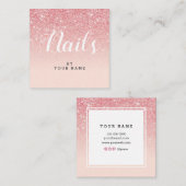 Clouez le carte de visite rose élégant de carré (Devant / Derrière)