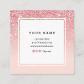 Clouez le carte de visite rose élégant de carré (Dos)