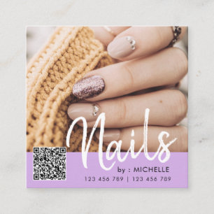 Clous de code QR violet cartes de visite photo