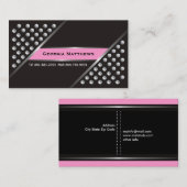 Clous métalliques argentés cartes de visite roses  (Devant / Derrière)