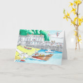 Clovelly, carte d'anniversaire Devon (Fleur jaune)