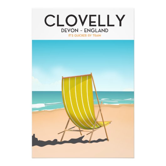 Clovelly, Devon vintage reizen treinstation poster (Voorkant)