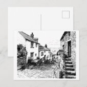 Clovelly Village Sketch, Devon Verenigd Koninkrijk Briefkaart (Voorkant / Achterkant)
