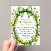 Clover & Bow St. Patrick's Day Feest Design Acryl Uitnodigingen (Insitu (Draagbaar))