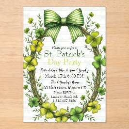 Clover & Bow St. Patrick's Day Feest Design Acryl Uitnodigingen