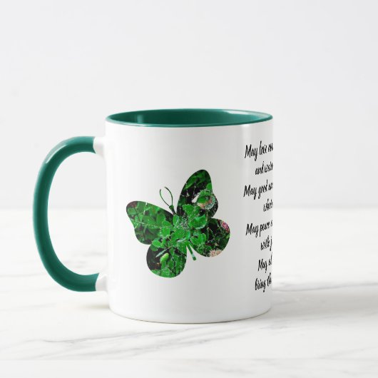 Clover Butterfly Irish Blessing Mok (Links)
