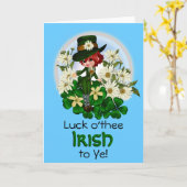 Clover Daisy Patty Leprechaun Kaart (Gele Bloem)