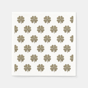 Clover Good Luck Symbol Gold Kijk uit Elegant Patr Servetten