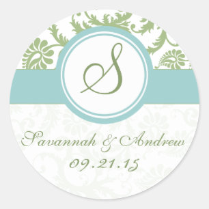Clover Green en Aqua Wedding Sticker
