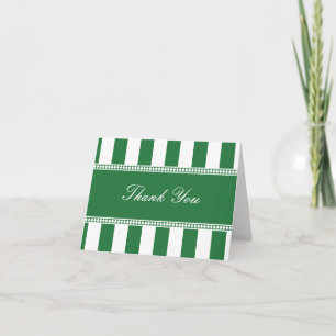 Clover Green en White Cafe Stripes Dank u Bedankkaart