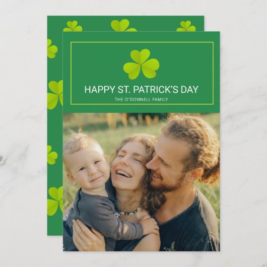 Clover Green St. Patrick's Day Photo Card (Voorkant / Achterkant)