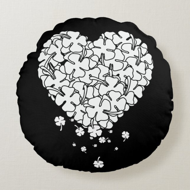 Clover Heart Rond Kussen (Voorkant)