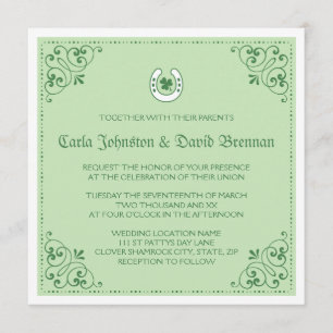 Clover hoefijzer green St Patrick's day bruiloft Kaart