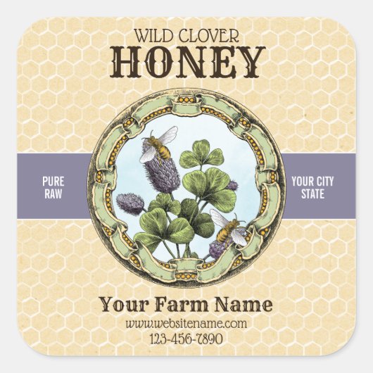 Clover Honey Bee Label (Voorkant)