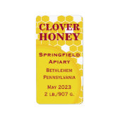 Clover Honeycomb Honey Jar Etiket (Voorkant)