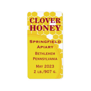 Clover Honeycomb Honey Jar Etiket