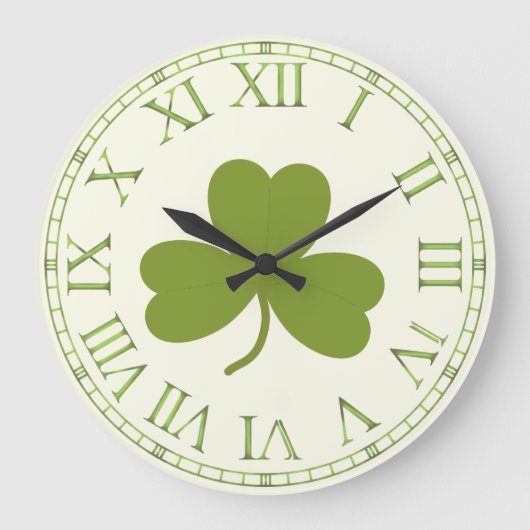 Clover Leaf, shamrock st patrick's day Grote Klok (Voorkant)