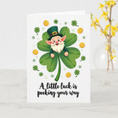 Clover Leprechaun Luck Card Kaart (Gele Bloem)