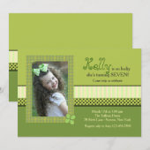 Clover Lijst St. Patrick's Day Fotouitnodiging Kaart (Voorkant / Achterkant)