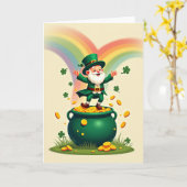 Clover Luck Leprechaun Scene Card Kaart (Gele Bloem)