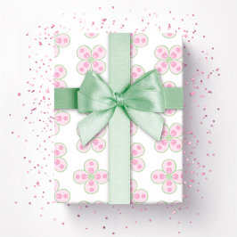 Clover Marokkaanse Quatrefoil in Roze en Groen Cadeaupapier