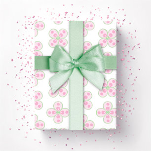 Clover Marokkaanse Quatrefoil in Roze en Groen Cadeaupapier