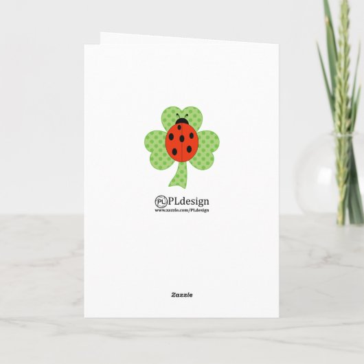 Clover Polka dots Ladybug St Patricks Day Birthday Kaart (Achterkant)