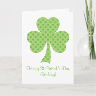 Clover Polka dots St Patricks Day Verjaardag wit Kaart