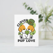 Clover Pup Love - St. Patrick's Day Dog Design Briefkaart (Staand voorkant)