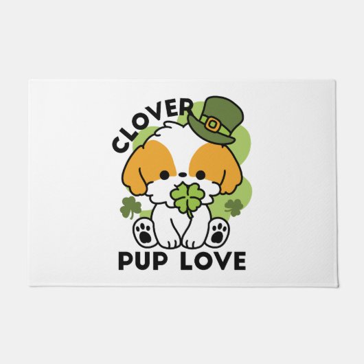 Clover Pup Love - St. Patrick's Day Dog Design Deurmat (Voorkant)