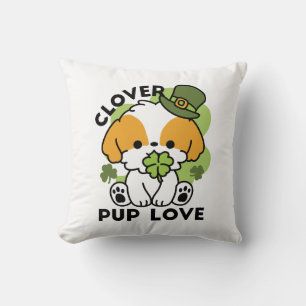 Clover Pup Love - St. Patrick's Day Dog Design Kussen