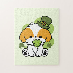 Clover Pup Love - St. Patrick's Day Dog Design Legpuzzel