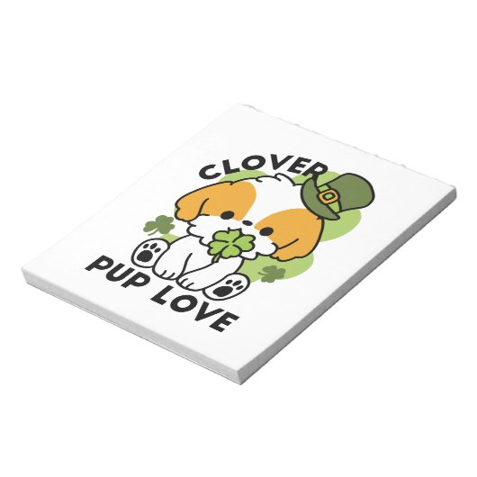 Clover Pup Love - St. Patrick's Day Dog Design Notitieblok (Gedraaid)
