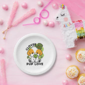 Clover Pup Love - St. Patrick's Day Dog Design Papieren Bordje (Feest)