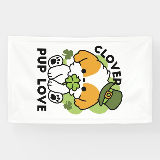 Clover Pup Love - St. Patrick's Day Dog Design Spandoek (Horizontaal)