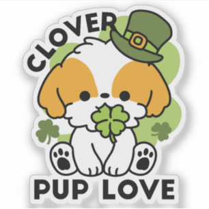 Clover Pup Love - St. Patrick's Day Dog Design Sticker