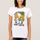 Clover Pup Love - St. Patrick's Day Dog Design T-shirt (Voorkant)