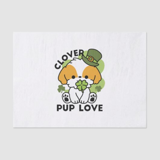 Clover Pup Love - St. Patrick's Day Dog Design Tissuepapier (Voorkant)