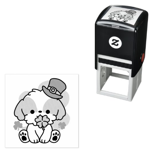Clover Pup Love - St. Patrick's Day Dog Design Zelfinktende Stempel (In situ)